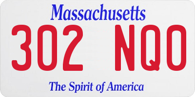 MA license plate 302NQ0