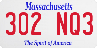 MA license plate 302NQ3