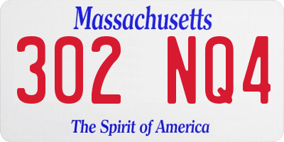 MA license plate 302NQ4