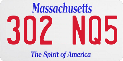 MA license plate 302NQ5