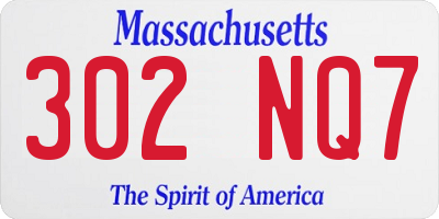 MA license plate 302NQ7