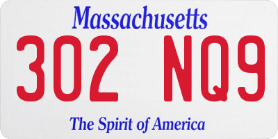 MA license plate 302NQ9