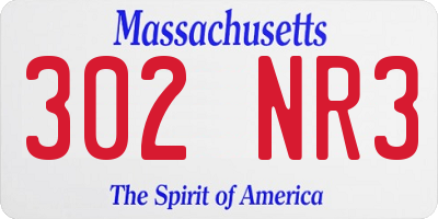 MA license plate 302NR3
