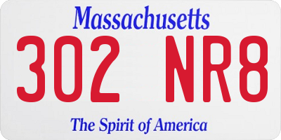 MA license plate 302NR8