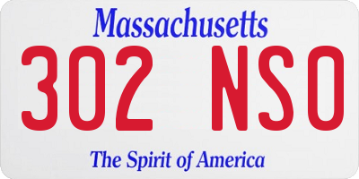 MA license plate 302NS0