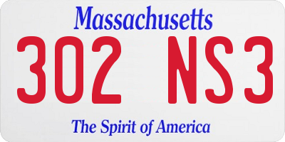 MA license plate 302NS3
