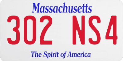MA license plate 302NS4