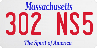 MA license plate 302NS5