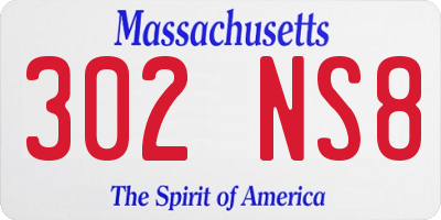 MA license plate 302NS8