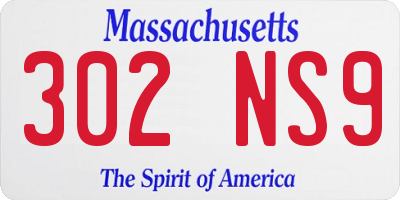 MA license plate 302NS9