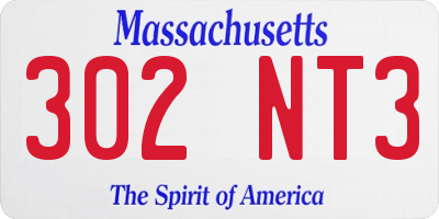 MA license plate 302NT3