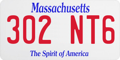 MA license plate 302NT6