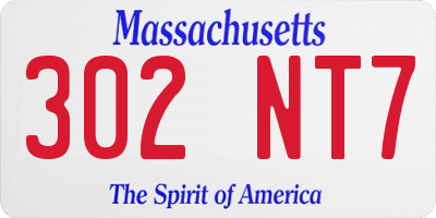 MA license plate 302NT7