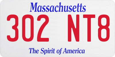 MA license plate 302NT8
