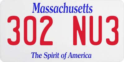 MA license plate 302NU3