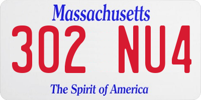 MA license plate 302NU4