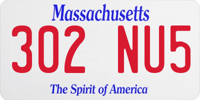 MA license plate 302NU5