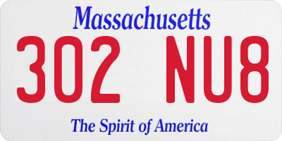 MA license plate 302NU8