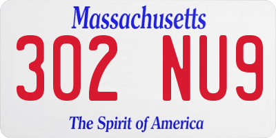 MA license plate 302NU9
