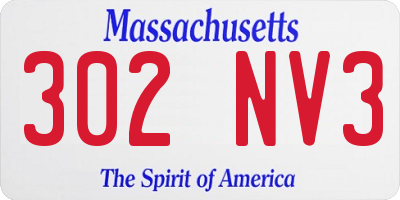 MA license plate 302NV3