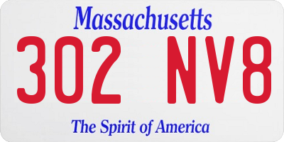MA license plate 302NV8