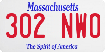 MA license plate 302NW0