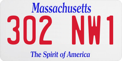 MA license plate 302NW1
