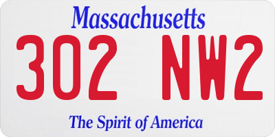 MA license plate 302NW2