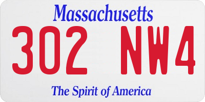 MA license plate 302NW4