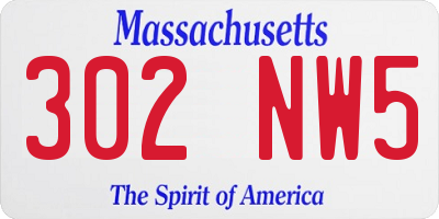MA license plate 302NW5