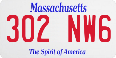 MA license plate 302NW6