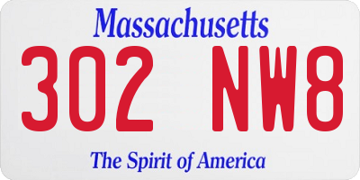 MA license plate 302NW8