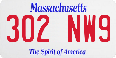 MA license plate 302NW9