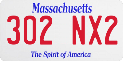 MA license plate 302NX2