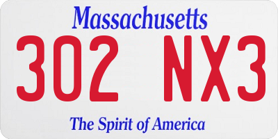 MA license plate 302NX3