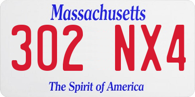 MA license plate 302NX4