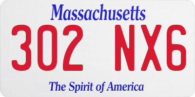 MA license plate 302NX6