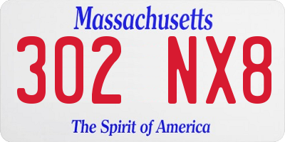 MA license plate 302NX8