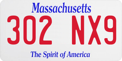 MA license plate 302NX9