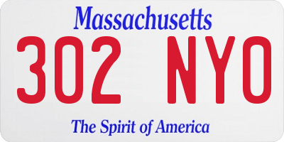 MA license plate 302NY0
