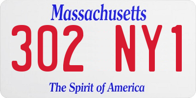 MA license plate 302NY1