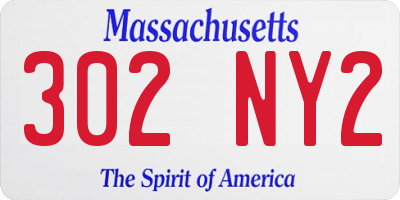 MA license plate 302NY2