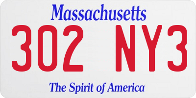MA license plate 302NY3