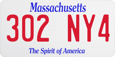 MA license plate 302NY4