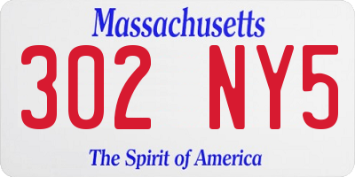 MA license plate 302NY5
