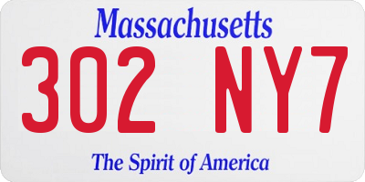 MA license plate 302NY7