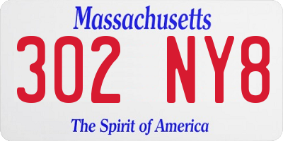 MA license plate 302NY8