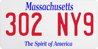MA license plate 302NY9
