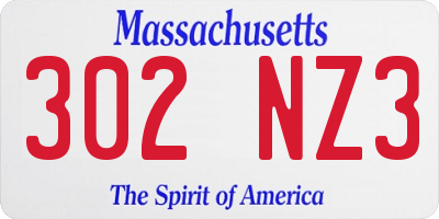 MA license plate 302NZ3