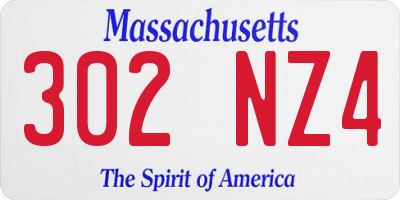 MA license plate 302NZ4